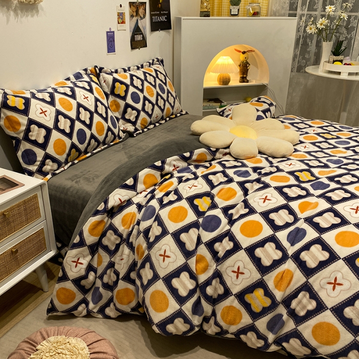 91家纺网 家纺一手货源 找家纺 珺柔家纺2021新款牛奶绒印花四件套 朵遥