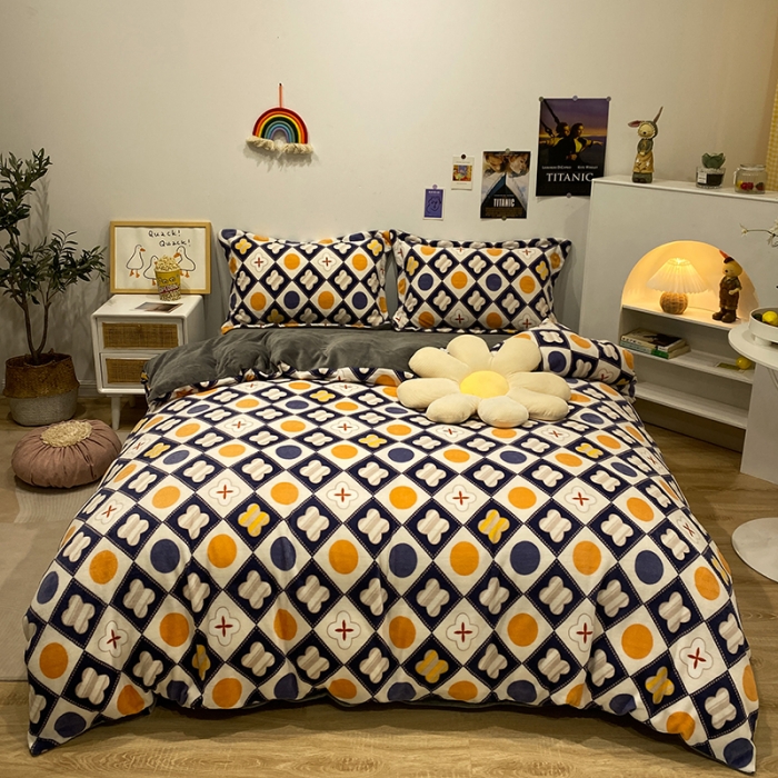 91家纺网 家纺一手货源 找家纺 珺柔家纺2021新款牛奶绒印花四件套 朵遥