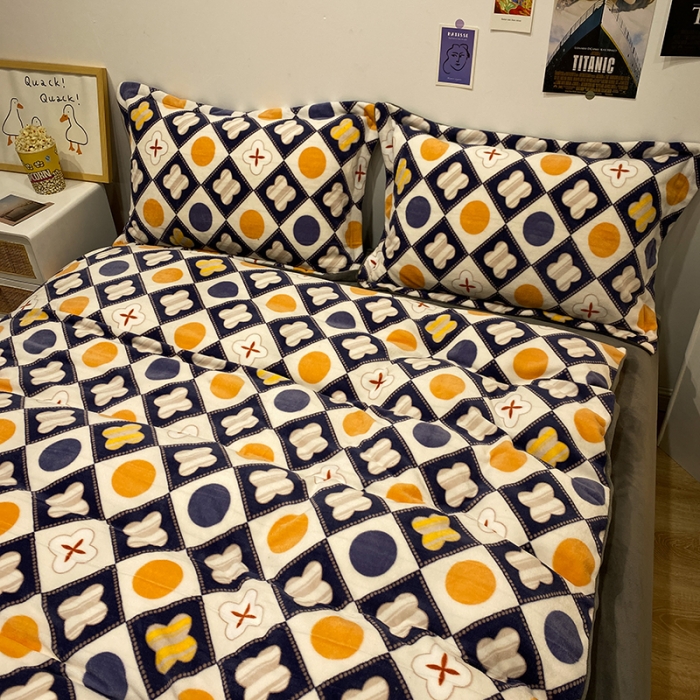 91家纺网 家纺一手货源 找家纺 珺柔家纺2021新款牛奶绒印花四件套 朵遥