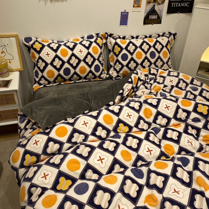 91家纺网 家纺一手货源 找家纺 珺柔家纺2021新款牛奶绒印花四件套 朵遥