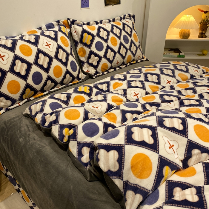 91家纺网 家纺一手货源 找家纺 珺柔家纺2021新款牛奶绒印花四件套 朵遥