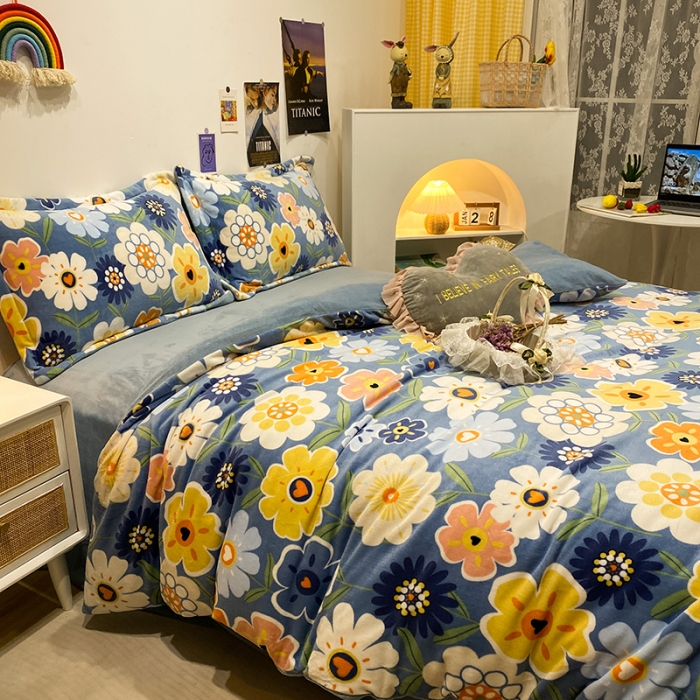 91家纺网 家纺一手货源 找家纺 珺柔家纺2021新款牛奶绒印花四件套 繁花