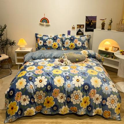 珺柔家纺2021新款牛奶绒印花四件套 繁花