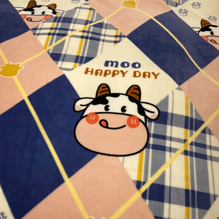 91家纺网 家纺一手货源 找家纺 珺柔家纺2021新款牛奶绒印花四件套 格子奶牛