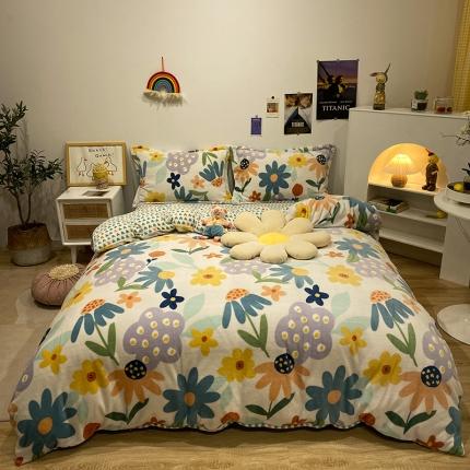 珺柔家纺2021新款牛奶绒印花四件套 静柔