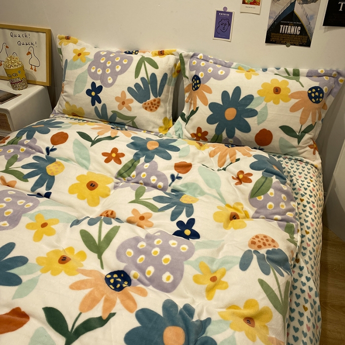 91家纺网 家纺一手货源 找家纺 珺柔家纺2021新款牛奶绒印花四件套 静柔