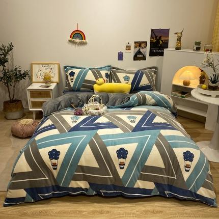 珺柔家纺2021新款牛奶绒印花四件套 可爱筒