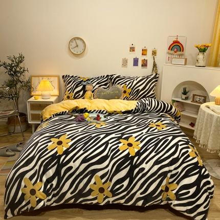 91家纺网 家纺一手货源 找家纺 珺柔家纺2021新款牛奶绒印花四件套 美妙