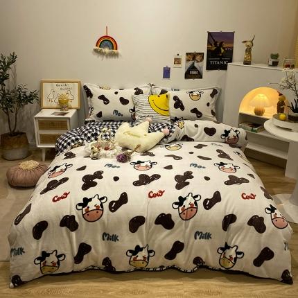 珺柔家纺2021新款牛奶绒印花四件套 萌萌