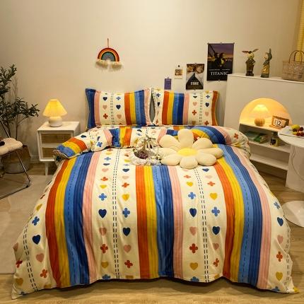 91家纺网 家纺一手货源 找家纺 珺柔家纺2021新款牛奶绒印花四件套 想你的夜