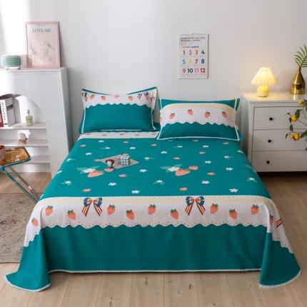 91家纺网 家纺一手货源 找家纺 萌宝三枚缎卡细沙纯棉老粗布床单凉席三件套网红爆款秋日波点绿