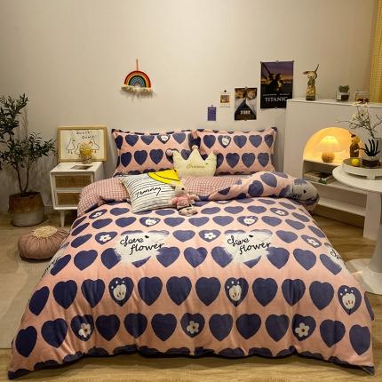 91家纺网 家纺一手货源 找家纺 珺柔家纺2021新款牛奶绒印花四件套 心莹