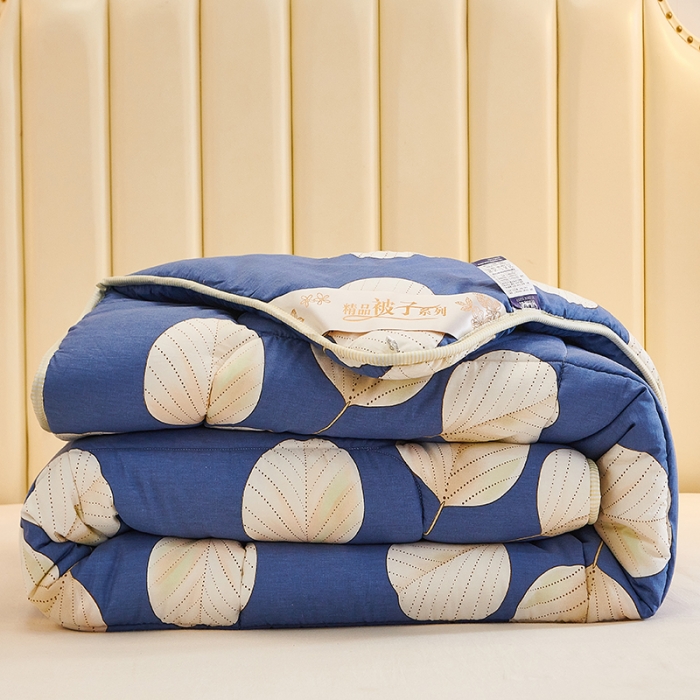 91家纺网 家纺一手货源 找家纺 总欧雅搁2025新款羽丝绒冬被 被子被芯春秋被冬被 蓝色枫叶