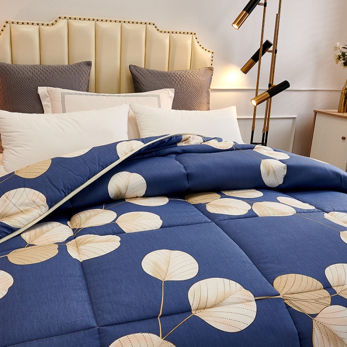 91家纺网 家纺一手货源 找家纺 总欧雅搁2025新款羽丝绒冬被 被子被芯春秋被冬被 蓝色枫叶