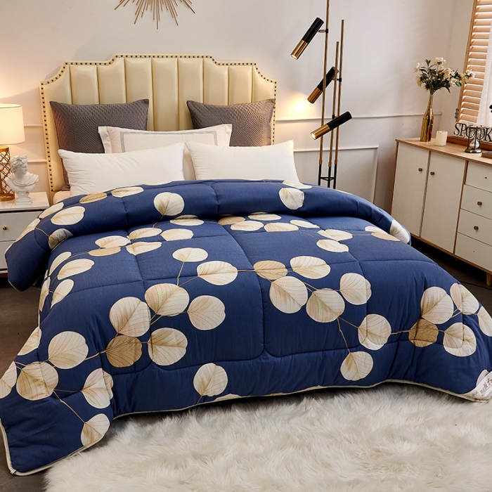 91家纺网 家纺一手货源 找家纺 总欧雅搁2025新款羽丝绒冬被 被子被芯春秋被冬被 蓝色枫叶