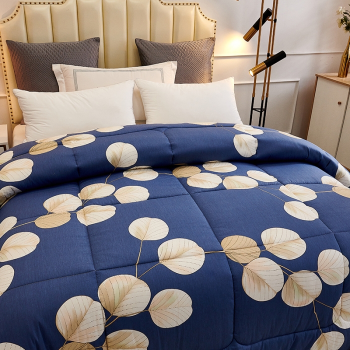 91家纺网 家纺一手货源 找家纺 总欧雅搁2025新款羽丝绒冬被 被子被芯春秋被冬被 蓝色枫叶