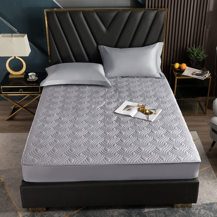 91家纺网 家纺一手货源 找家纺 小米笠 2021新60长绒棉夹棉床笠全棉纯棉单床笠 冰川银