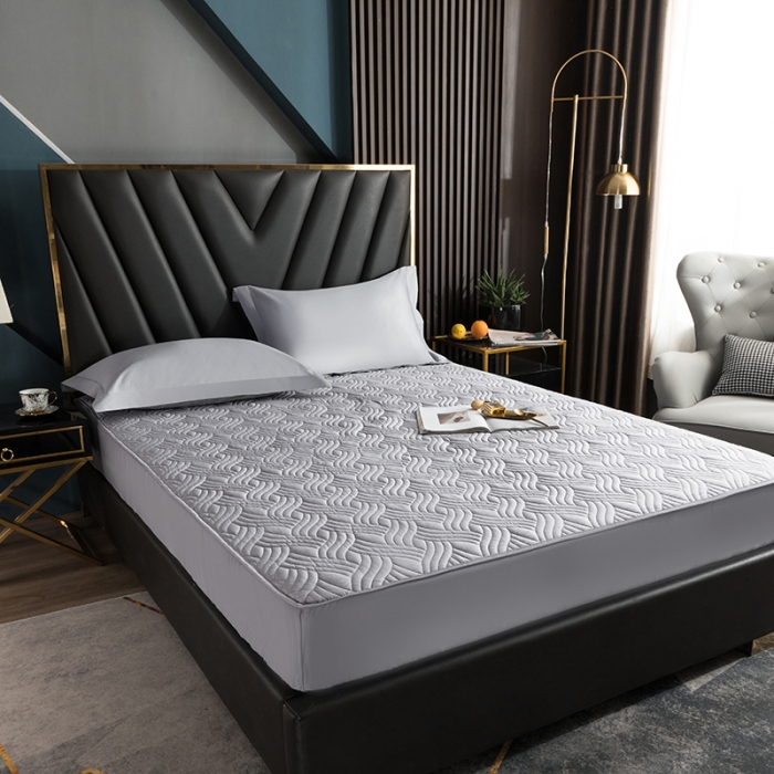 91家纺网 家纺一手货源 找家纺 小米笠 2021新60长绒棉夹棉床笠全棉纯棉单床笠 冰川银