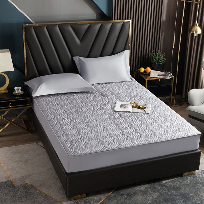 91家纺网 家纺一手货源 找家纺 小米笠 2021新60长绒棉夹棉床笠全棉纯棉单床笠 冰川银