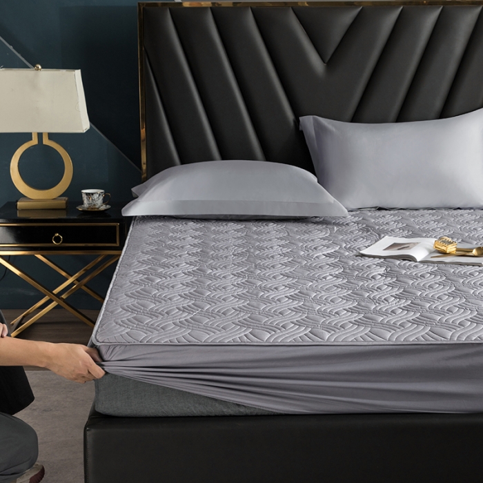 91家纺网 家纺一手货源 找家纺 小米笠 2021新60长绒棉夹棉床笠全棉纯棉单床笠 冰川银