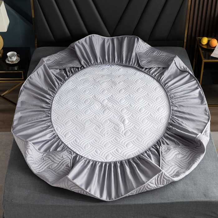 91家纺网 家纺一手货源 找家纺 小米笠 2021新60长绒棉夹棉床笠全棉纯棉单床笠 冰川银