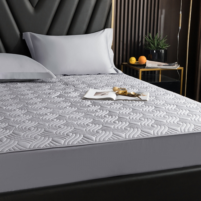 91家纺网 家纺一手货源 找家纺 小米笠 2021新60长绒棉夹棉床笠全棉纯棉单床笠 冰川银