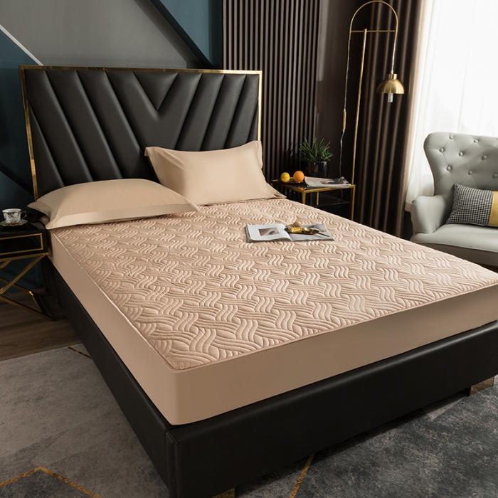 91家纺网 家纺一手货源 找家纺 小米笠 2021新60长绒棉夹棉床笠全棉纯棉单床笠 铂光金