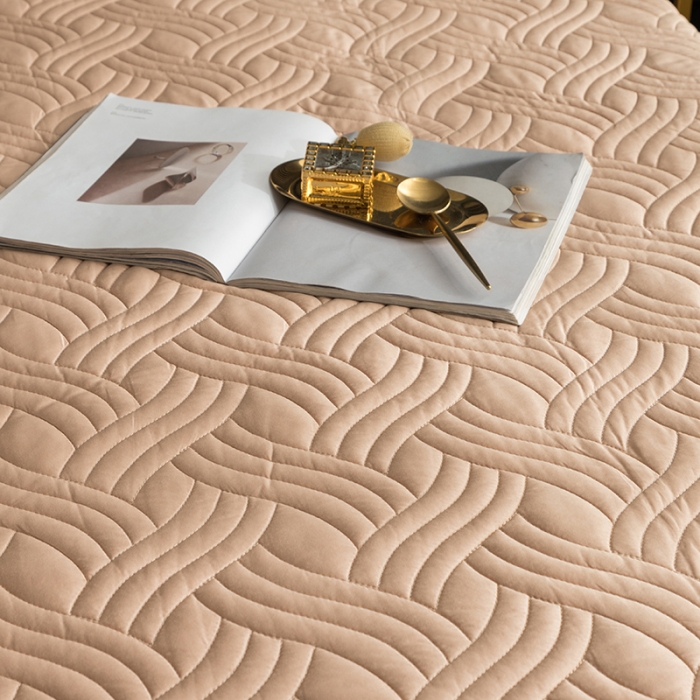 91家纺网 家纺一手货源 找家纺 小米笠 2021新60长绒棉夹棉床笠全棉纯棉单床笠 铂光金