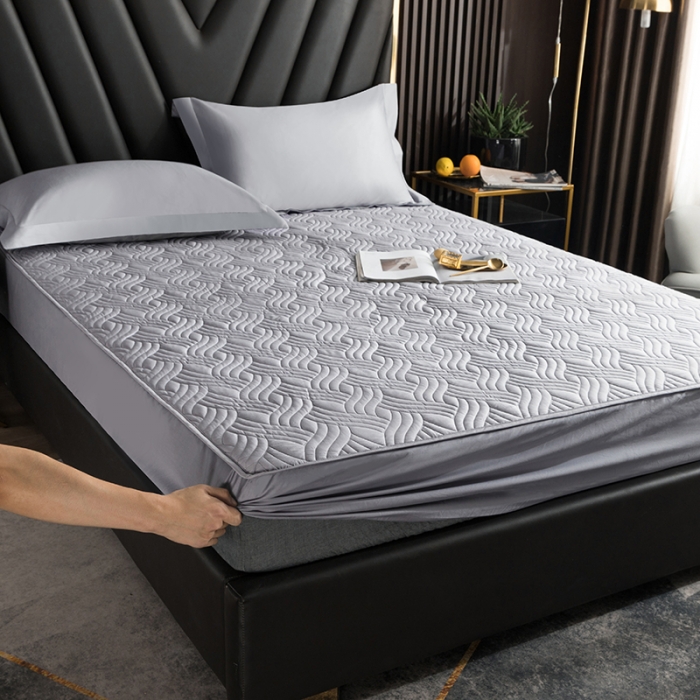 91家纺网 家纺一手货源 找家纺 小米笠 2021新60长绒棉夹棉床笠全棉纯棉单床笠 冰川银