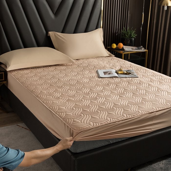 91家纺网 家纺一手货源 找家纺 小米笠 2021新60长绒棉夹棉床笠全棉纯棉单床笠 铂光金