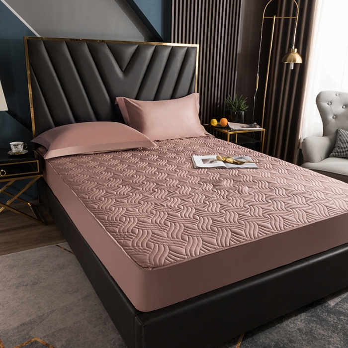 91家纺网 家纺一手货源 找家纺 小米笠 2021新60长绒棉夹棉床笠全棉纯棉单床笠 琥珀咖