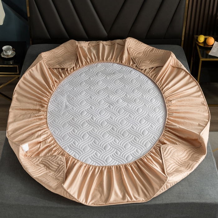 91家纺网 家纺一手货源 找家纺 小米笠 2021新60长绒棉夹棉床笠全棉纯棉单床笠 铂光金