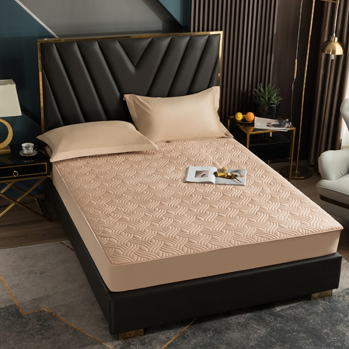 91家纺网 家纺一手货源 找家纺 小米笠 2021新60长绒棉夹棉床笠全棉纯棉单床笠 铂光金