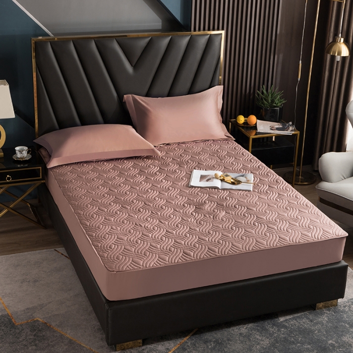 91家纺网 家纺一手货源 找家纺 小米笠 2021新60长绒棉夹棉床笠全棉纯棉单床笠 琥珀咖