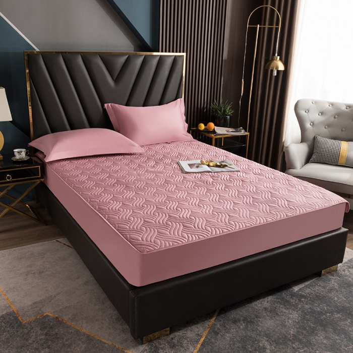 91家纺网 家纺一手货源 找家纺 小米笠 2021新60长绒棉夹棉床笠全棉纯棉单床笠 藕合粉