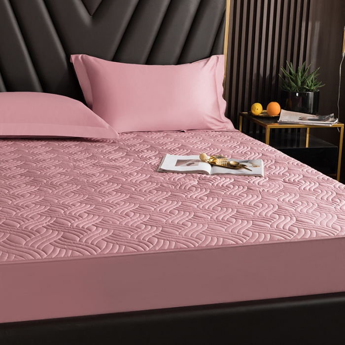 91家纺网 家纺一手货源 找家纺 小米笠 2021新60长绒棉夹棉床笠全棉纯棉单床笠 藕合粉