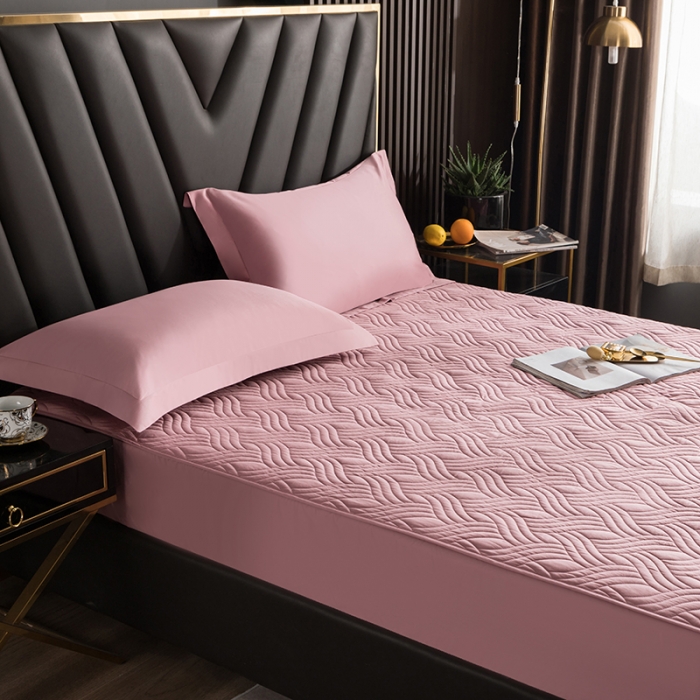 91家纺网 家纺一手货源 找家纺 小米笠 2021新60长绒棉夹棉床笠全棉纯棉单床笠 藕合粉