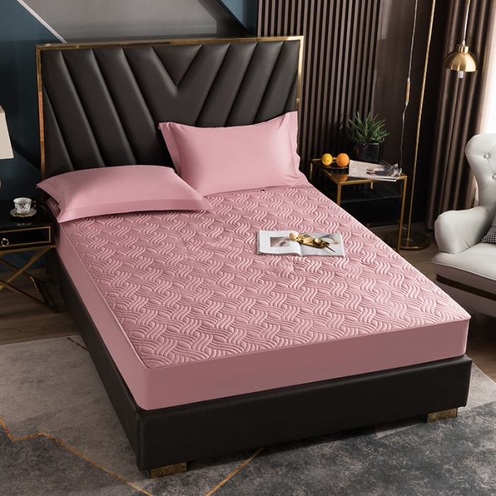 91家纺网 家纺一手货源 找家纺 小米笠 2021新60长绒棉夹棉床笠全棉纯棉单床笠 藕合粉