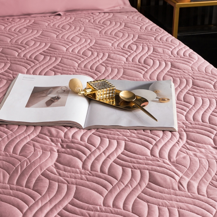 91家纺网 家纺一手货源 找家纺 小米笠 2021新60长绒棉夹棉床笠全棉纯棉单床笠 藕合粉