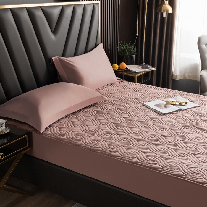 91家纺网 家纺一手货源 找家纺 小米笠 2021新60长绒棉夹棉床笠全棉纯棉单床笠 琥珀咖