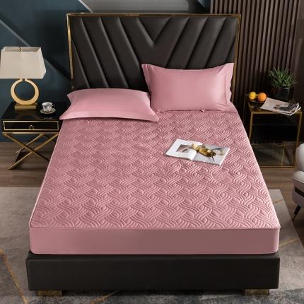 小米笠 2021新60长绒棉夹棉床笠全棉纯棉单床笠 藕合粉