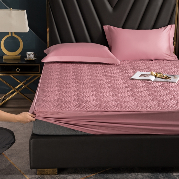 91家纺网 家纺一手货源 找家纺 小米笠 2021新60长绒棉夹棉床笠全棉纯棉单床笠 藕合粉