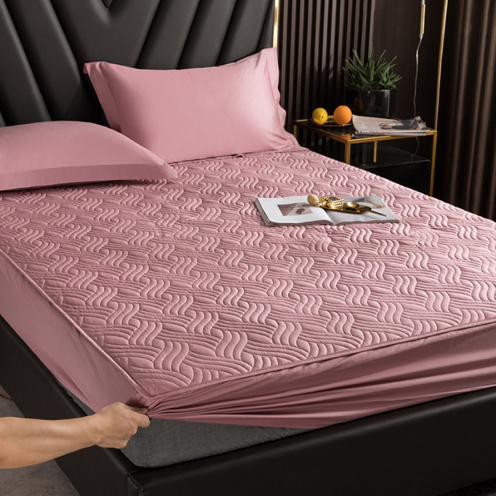 91家纺网 家纺一手货源 找家纺 小米笠 2021新60长绒棉夹棉床笠全棉纯棉单床笠 藕合粉