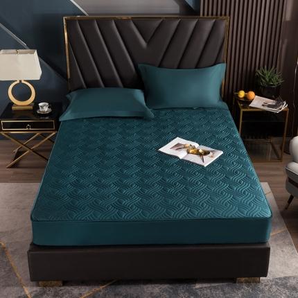 小米笠 2021新60长绒棉夹棉床笠全棉纯棉单床笠 松石绿