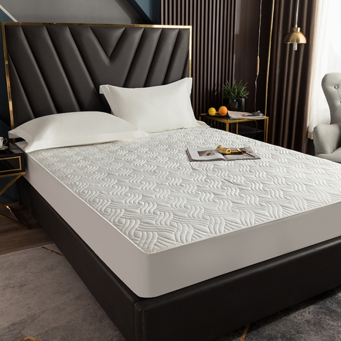 91家纺网 家纺一手货源 找家纺 小米笠 2021新60长绒棉夹棉床笠全棉纯棉单床笠 雪域白