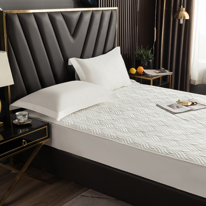 91家纺网 家纺一手货源 找家纺 小米笠 2021新60长绒棉夹棉床笠全棉纯棉单床笠 雪域白