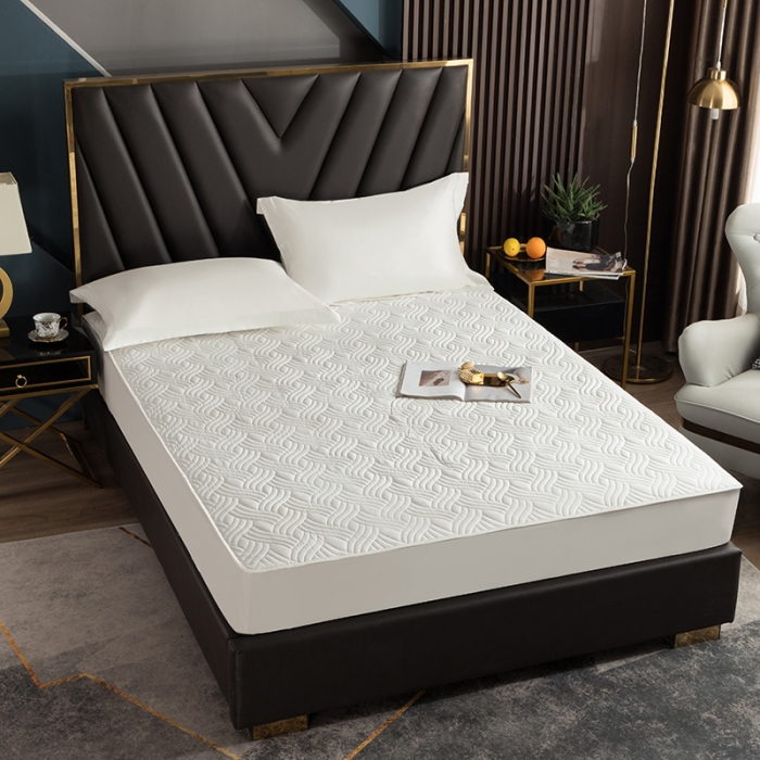 91家纺网 家纺一手货源 找家纺 小米笠 2021新60长绒棉夹棉床笠全棉纯棉单床笠 雪域白