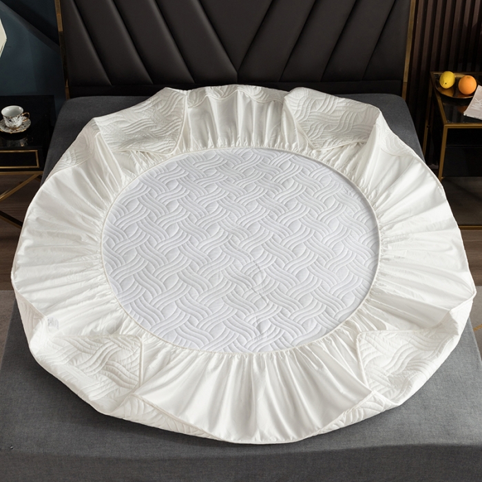 91家纺网 家纺一手货源 找家纺 小米笠 2021新60长绒棉夹棉床笠全棉纯棉单床笠 雪域白