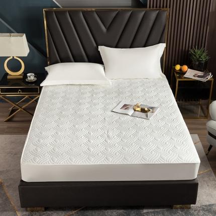 小米笠 2021新60长绒棉夹棉床笠全棉纯棉单床笠 雪域白