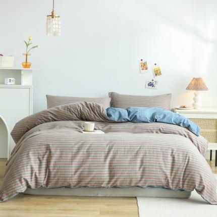 91家纺网 家纺一手货源 找家纺 （总）绫韵家纺2021新款简约加厚全棉磨毛套件系列四件套